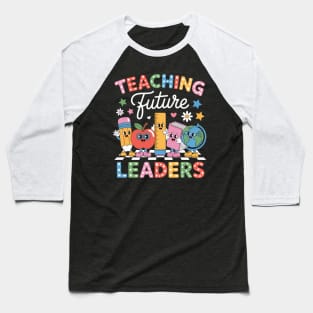 Teaching Future Leaders Groovy Teacher Back To School Baseball T-Shirt